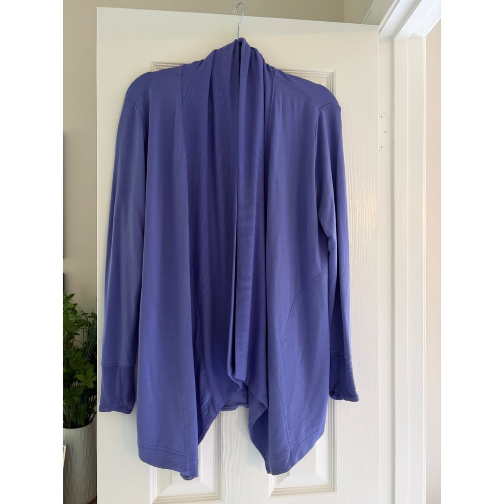 Athleta Pranayama Wrap Cardigan Women XS Purple Open Front‎ Draped Rib